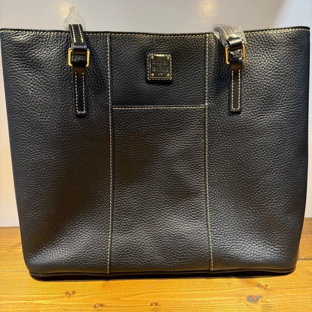 Dooney & Bourke Lexington Black Pebbled Leather Tote Bag R379 BB Gold Hardware